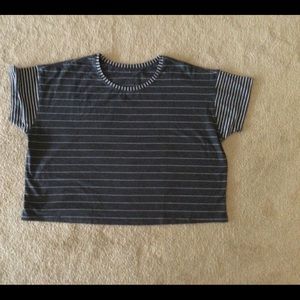 Lululemon Gray and White Striped Cotton Crop Top 8